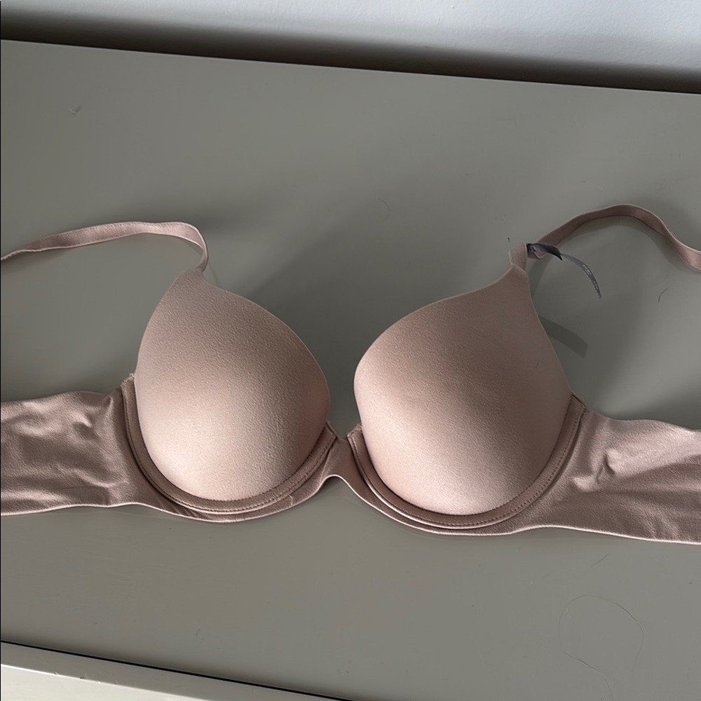 Aerie Tan T-Shirt Bra with Molded Cups and Adjustable Straps